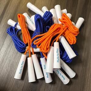 NEW Nike Kids Jump Rope Woven Plastic Handles Blue and Orange Lot of 13